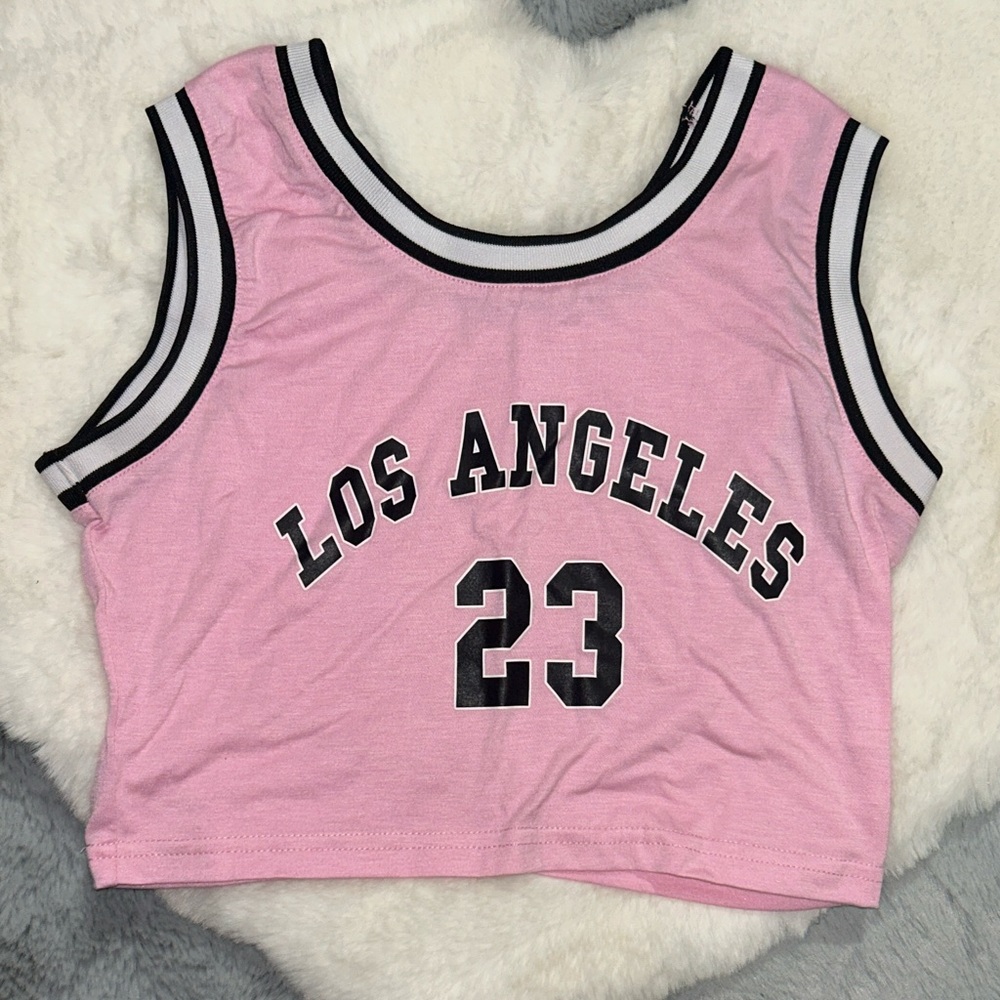 SHEIN Pink Los Angeles Crop Top